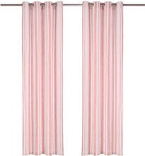 vidaXL Gardiner med metallringer 2 stk bomull 140x225 cm rosa striper