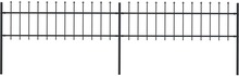 vidaXL Hagegjerde med spydtopp stål 3,4x0,6 m svart