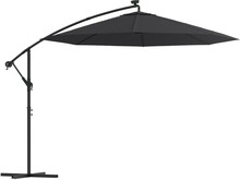 vidaXL Hengeparasoll med LED-lys og stålstang 300 cm svart
