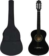 vidaXL Klassisk gitar 8-delers sett for nybegynnere 1/2 34" svart