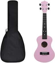vidaXL Sopran-ukulele sett med veske for barn rosa 23