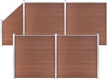 vidaXL Gjerdesett WPC 4 firkantet + 1 slisset 792x186 cm brun