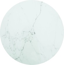 vidaXL Bordsskiva vit Ø70x0,8 cm härdat glas med marmortextur