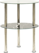 vidaXL 322789 2-Tier Side Table Transparent & Black 38 cm Tempered Glass