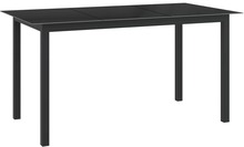 vidaXL Trädgårdsbord svart 150x90x74 cm aluminium och glas