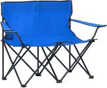 vidaXL 2-seters campingstol sammenleggbar stål og stoff blå