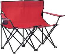 vidaXL 2-seters campingstol sammenleggbar stål og stoff rød