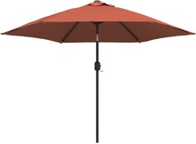 vidaXL Utendørs parasoll med LED-lys og stålstang 300 cm terrakotta