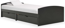 vidaXL Sängram med 2 lådor grå massiv furu 90x200 cm