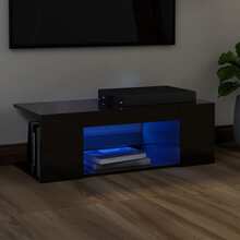 vidaXL TV-benk med LED-lys høyglans svart 90x39x30 cm