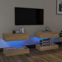 vidaXL TV-benk med LED-lys 2 stk sonoma eik 60x35 cm