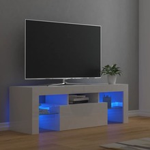 vidaXL TV-benk med LED-lys høyglans hvit 120x35x40 cm