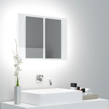 vidaXL Spegelskåp för badrum LED vit högglans 60x12x45 cm akryl
