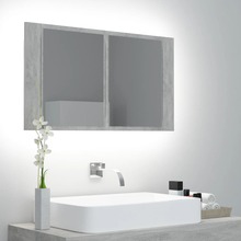 vidaXL Spegelskåp med LED betonggrå 80x12x45 cm akryl