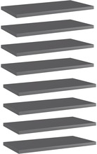 vidaXL Hylleplater 8 stk høyglans grå 40x20x1,5 cm sponplate