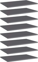 vidaXL Hylleplater 8 stk høyglans grå 60x40x1,5 cm sponplate