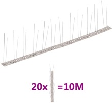 vidaXL 2-raders Fågelpiggar i rostfritt stål 20 st 10 m