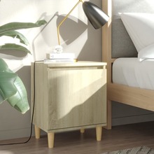 vidaXL Sängbord med massiva träben sonoma-ek 40x30x50 cm