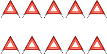 vidaXL Varningstrianglar 10 st röd 56,5x36,5x44,5 cm