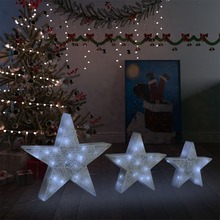vidaXL Juldekoration med LED stjärnor 3 st nät vit inne/ute