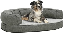 vidaXL Ergonomisk hundeseng med linutseende og fleece 75x53 cm grå