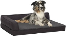 vidaXL Ergonomisk hundeseng med linutseende og fleece 60x42 cm svart
