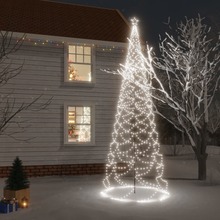 vidaXL Albero di Natale con Palo in Metallo 1400 LED Bianco Freddo 5 m