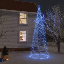 vidaXL Albero di Natale con Palo in Metallo 1400 LED Blu 5 m