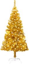 vidaXL Kunstig juletre med LED og stativ 120 cm PET gull