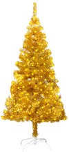 vidaXL Plastgran med fot och LED guld 150 cm PET