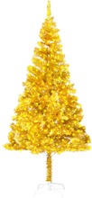 vidaXL Plastgran med fot och LED guld 210 cm PET