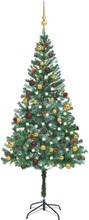 vidaXL Kunstig juletre med LED og kulesett og kongler 180 cm
