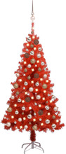 vidaXL Kunstig juletre med LED og kulesett 120 cm PVC rød