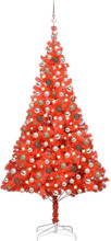 vidaXL Kunstig juletre med LED og kulesett i rødt 240 cm PVC