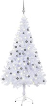 vidaXL Plastgran med LED och julgranskulor 150 cm 380 grenar