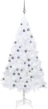 vidaXL Set Albero Natale Artificiale con LED Palline Bianco 120 cm PVC