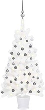 vidaXL Kunstig juletre med LED og kulesett 90 cm hvit