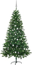 vidaXL Plastgran med LED och julgranskulor 180 cm grön
