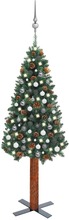 vidaXL Smal plastgran med LED och julgranskulor grön 210 cm PVC