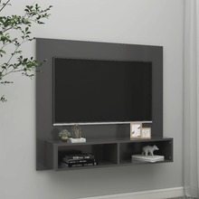 vidaXL Veggmontert TV-benk grå 102x23,5x90 cm sponplate