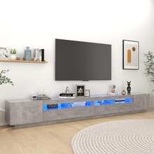 vidaXL TV-bänk med LED-belysning betonggrå 300x35x40 cm