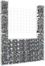 vidaXL U-formad Gabionkorg med 2 stolpar järn 140x20x200 cm