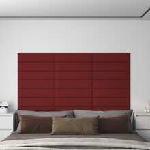 vidaXL Pannelli Murali 12 pz Rosso Vino 60x15 cm Tessuto 1,08 m²