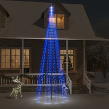 vidaXL Julgran på flaggstång blå 732 LEDs 500 cm