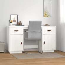 vidaXL Skrivebord med skap hvit 135x50x75 cm heltre furu