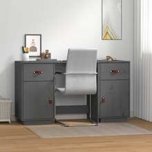 vidaXL Skrivebord med skap grå 135x50x75 cm heltre furu