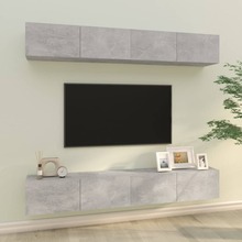 vidaXL Mobili Porta TV a Parete 4 pz Grigio Cemento 100x30x30 cm