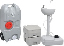 vidaXL Set Toilette Portatile Campeggio Supporto Lavamani Tanica Acqua
