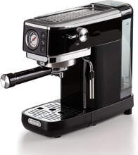 Ariete 1381 Macchina da caffè con manometro, compatibile con caffè in polvere e cialde ESE, 1300 W, Capacità 1,1 L, 15 bar di pressione, Filtro ½ tazze, Dispositivo Cappuccino, Nero