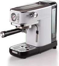Ariete 1381 Macchina da caffè con manometro, compatibile con caffè in polvere e cialde ESE, 1300 W, Capacità 1,1 L, 15 bar di pressione, Filtro ½ tazze, Dispositivo Cappuccino, Bianco